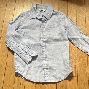 Janie and Jack Light Blue Kids Linen Button Down Shirt